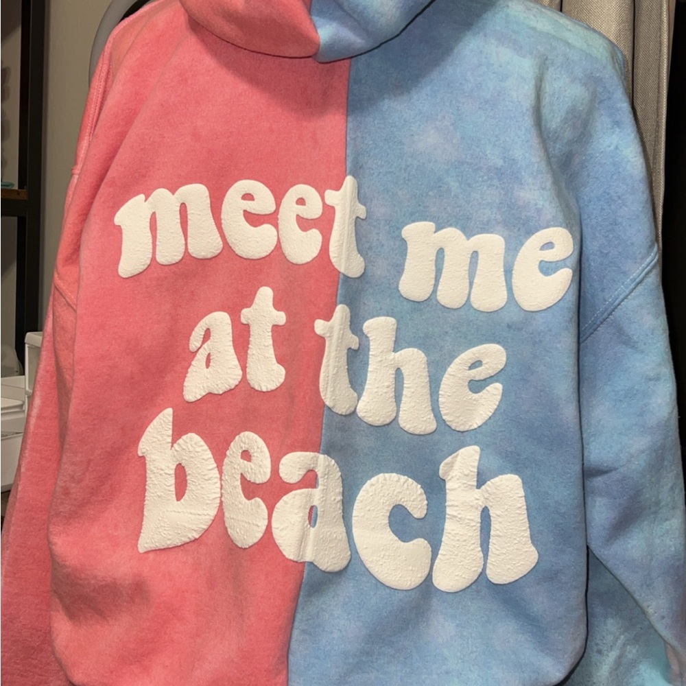 Pink and Blue Tie-Dye Hoodie, Meet Me at the Beach 🏝️
